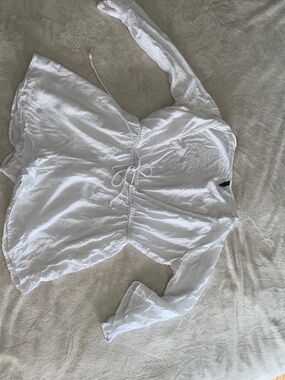 White Long-Sleeve Cover-Up Romper